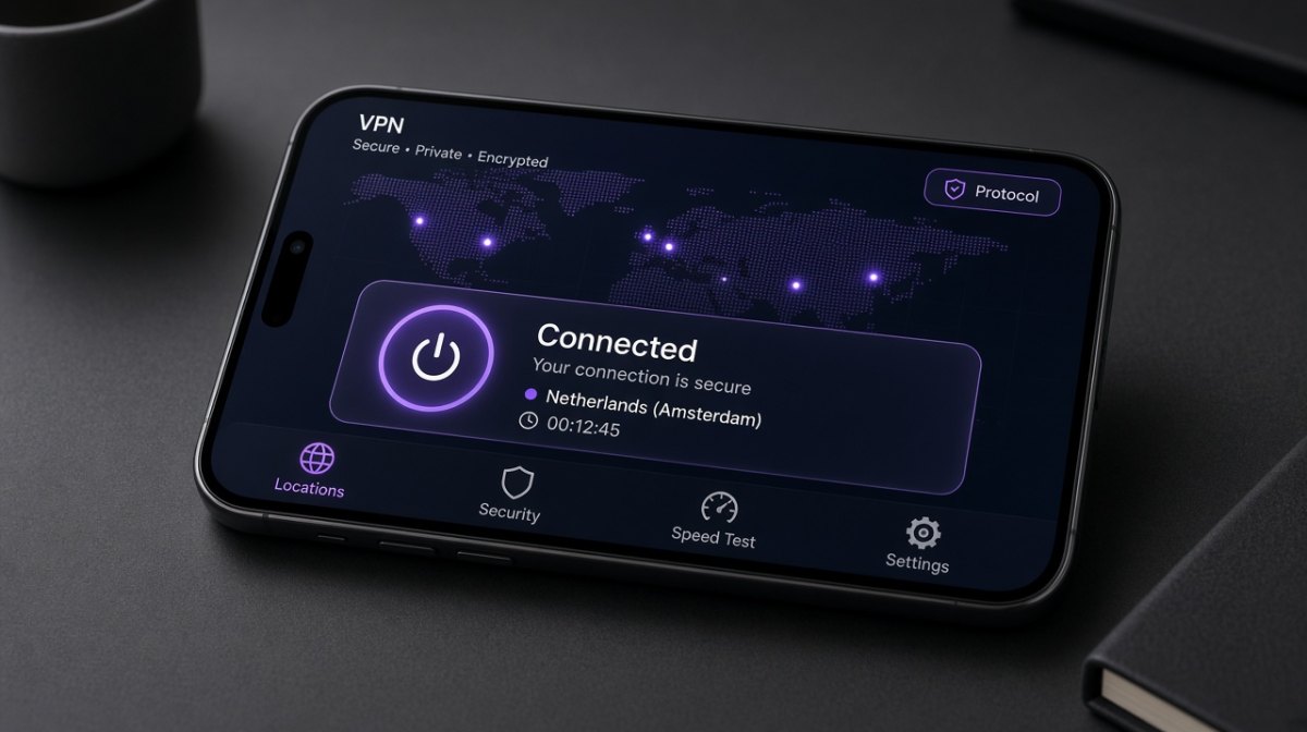 快连 APP 关注与管理界面示意